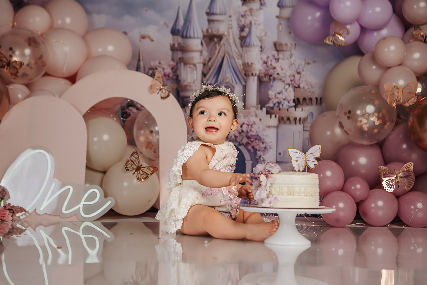 Fotografie Frühling Backdrops Königliches Schloss Blühender Garten Backdrop LXX1-160