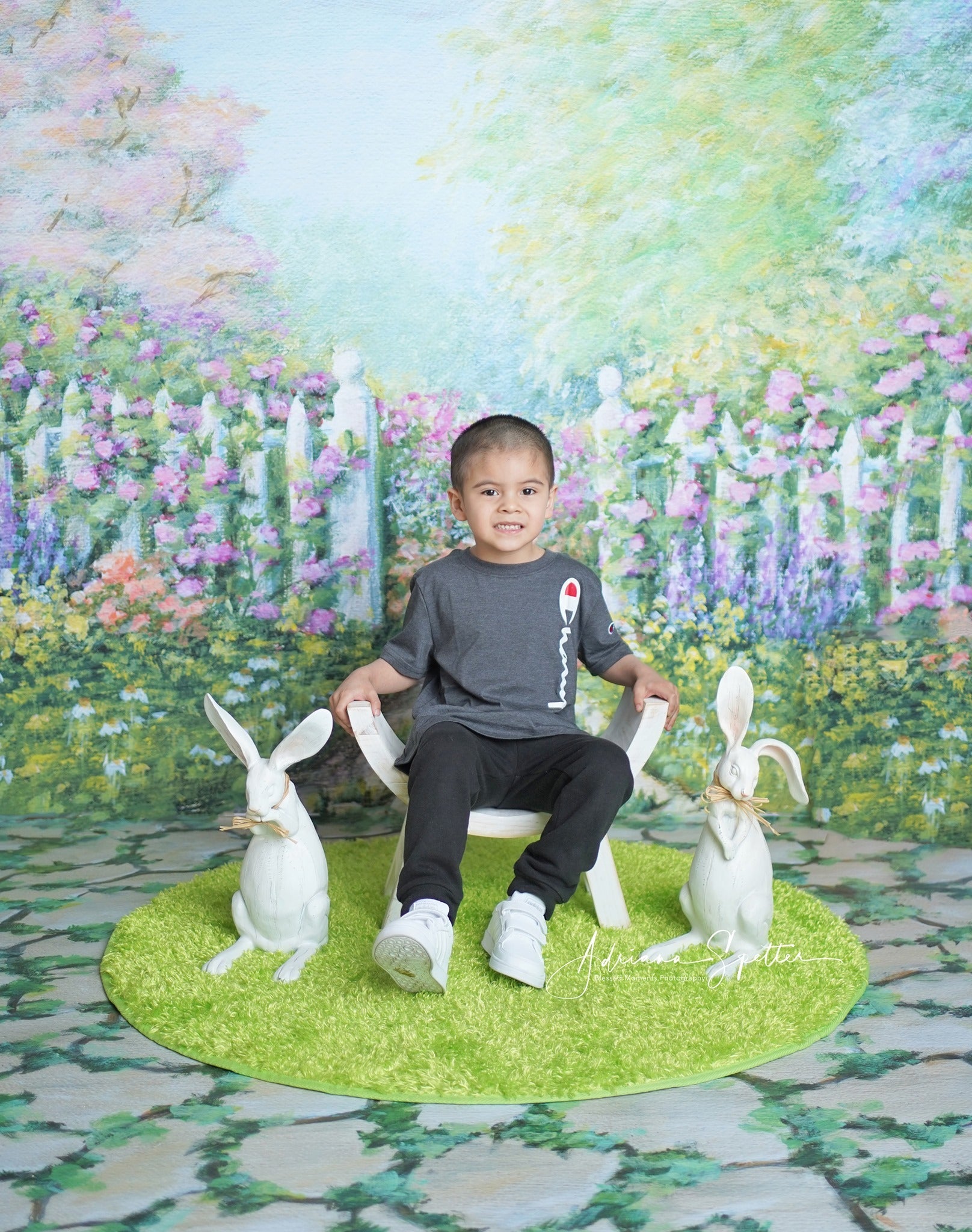 Neugeborenen-Hintergrund Blumengarten Weißer Zaun Kinder-Fotohintergrund MRR10-20