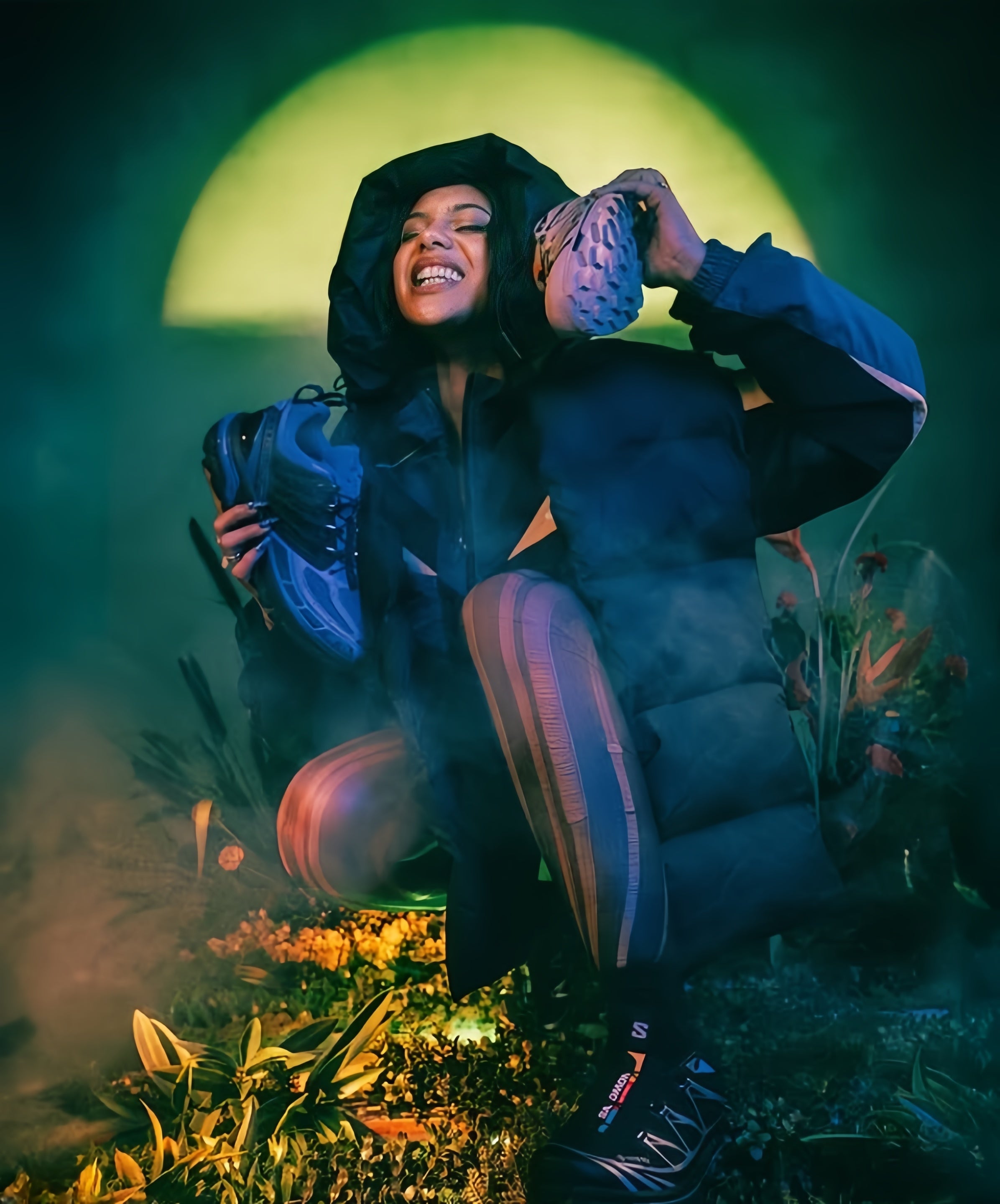 Grüne Zementwand Textur Portrait Hintergrund für Fotografen LV-861