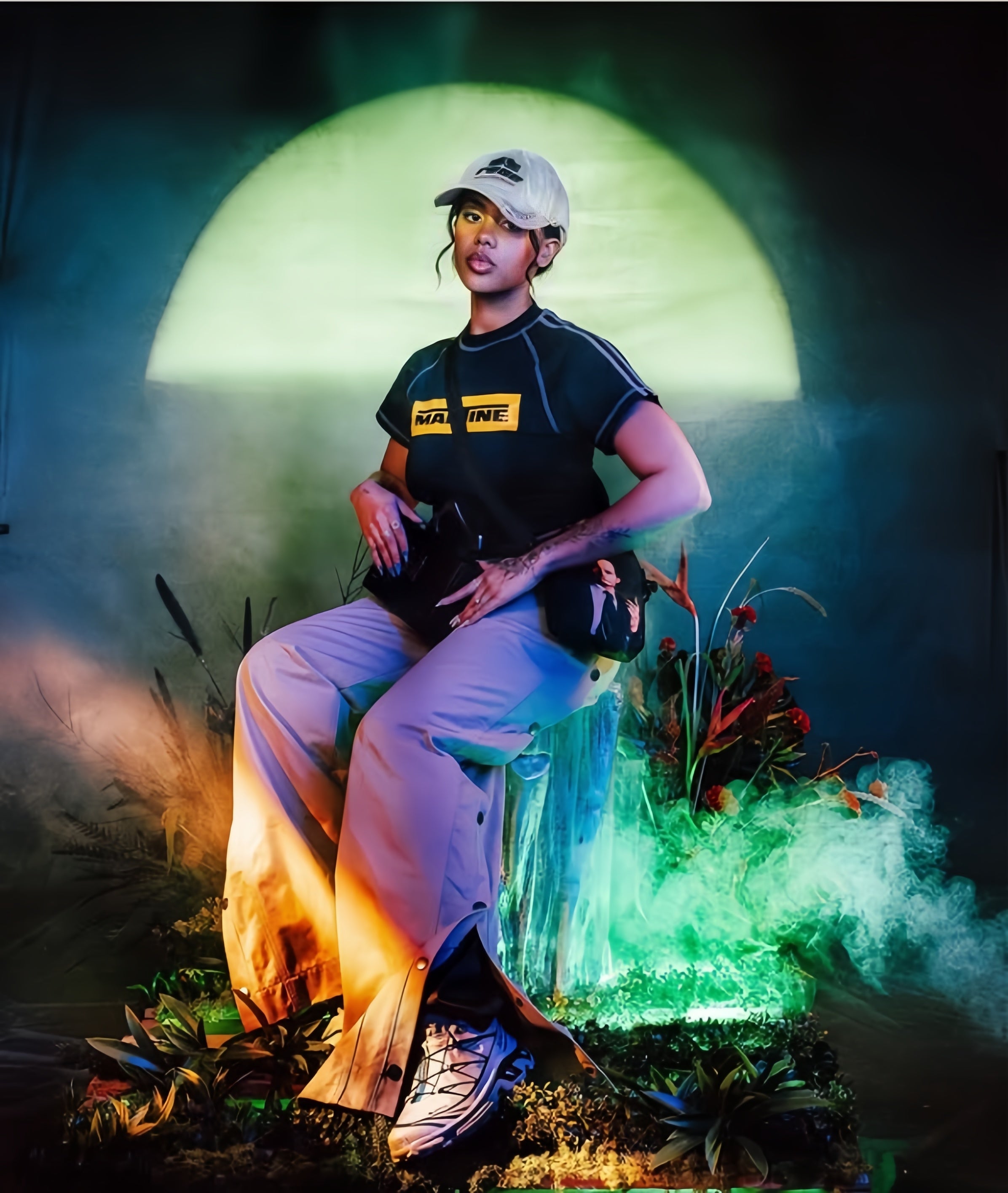 Grüne Zementwand Textur Portrait Hintergrund für Fotografen LV-861