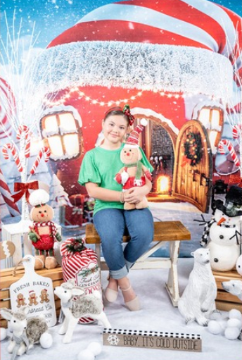 Weihnachtshut Haus Schneehintergrund für Fotoshooting LV-982