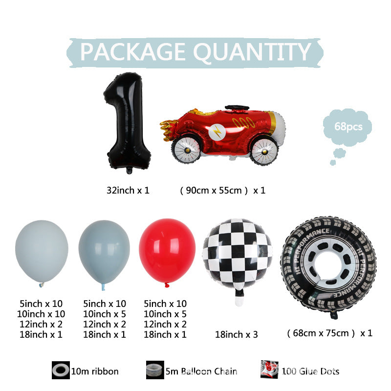 Racing Car Big Tyre Sportwagen Jungen Geburtstag Ballon Kette Dekoration BA39