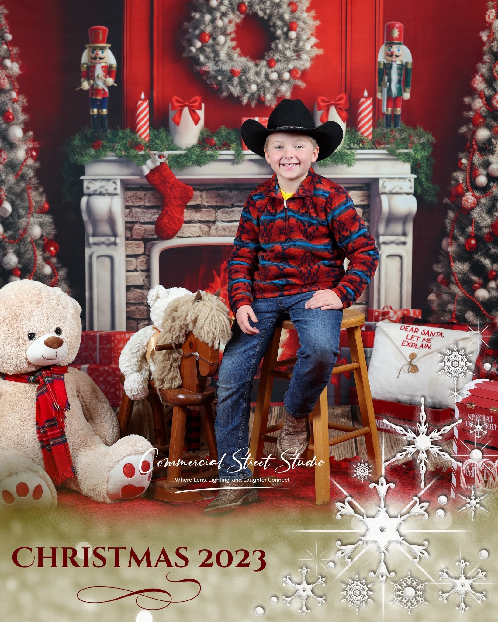 Nussknacker-Fotohintergrund Kamin Rot Vintage Wand Weihnachtshintergrund-Ideen MRR9-69