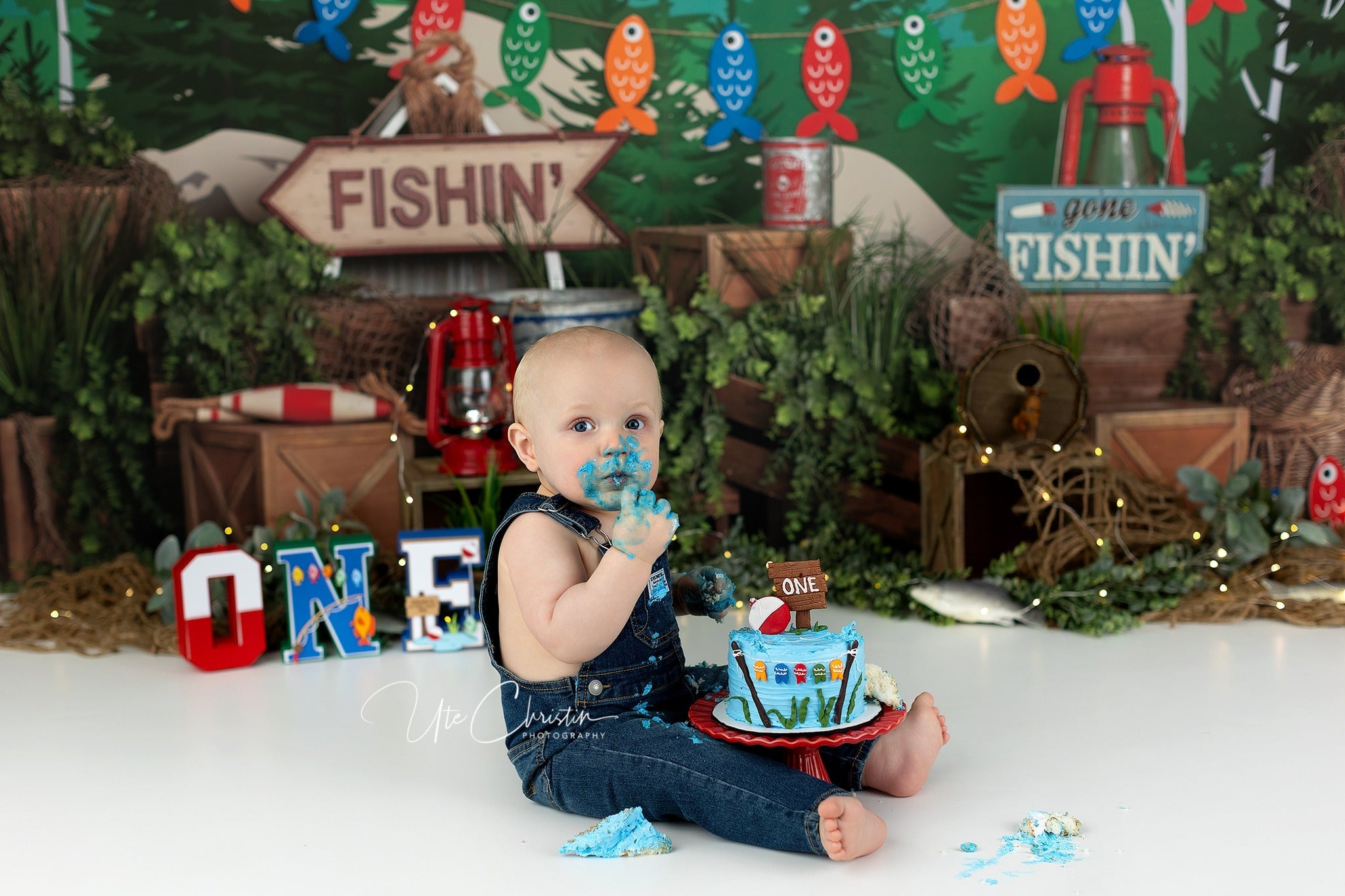 Wald-Fotohintergrund Seeufer Wald Angeln Party-Dekoration Kinder-Fotohintergrund MRR9-49