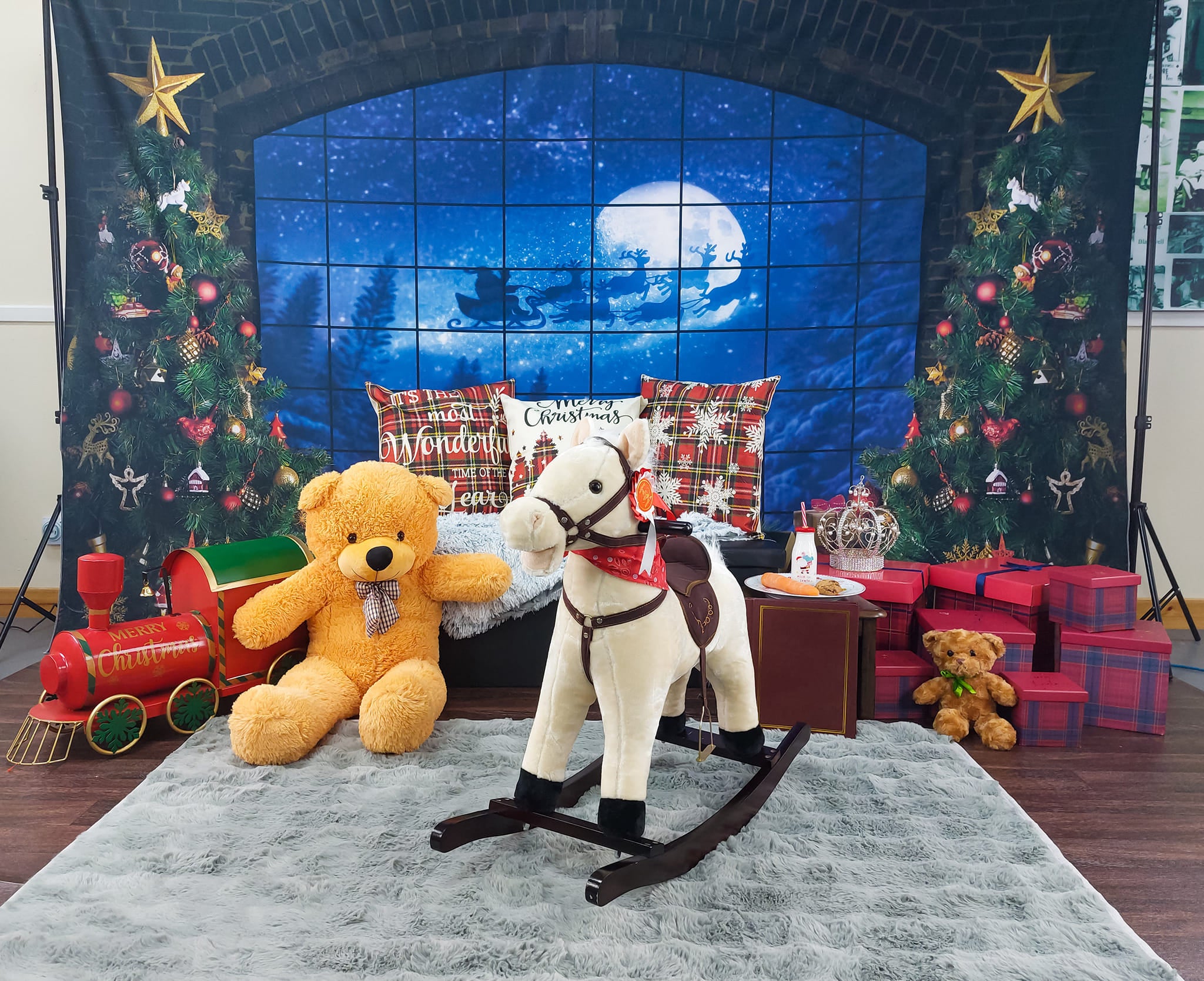 Weihnachtsbaum Fenster Geschenk Fotografie Hintergrund D822