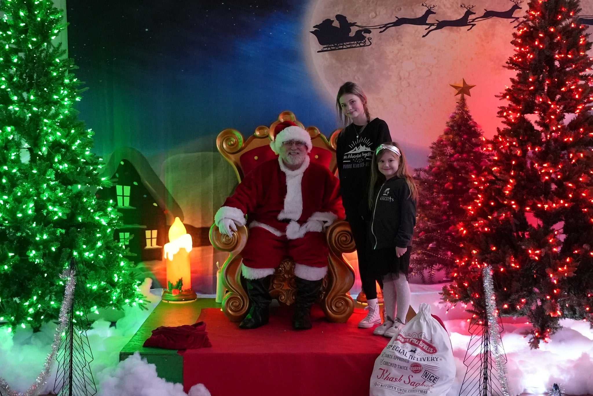 Snowy Tiny Houses Elch Santa Xmas Backdrop D979