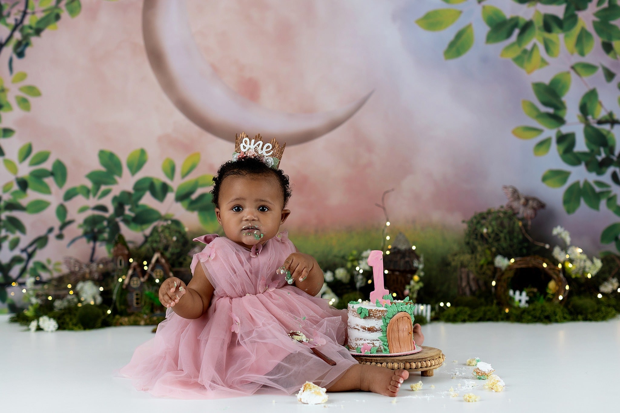 Kinderfotohintergrund Verzauberter Halbmondgarten Neugeborenenhintergrund MRR9-39