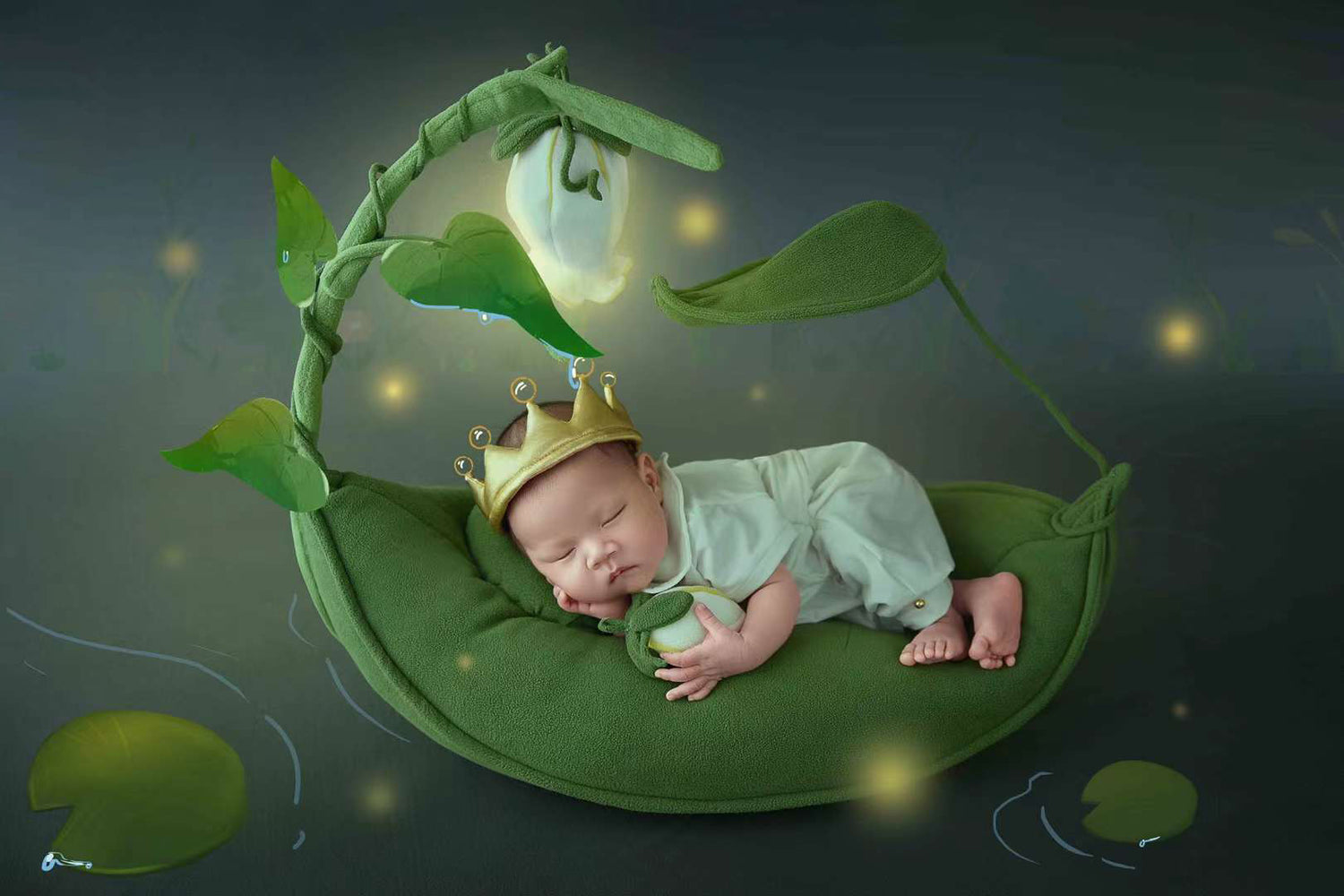 Neugeborenes Baby Fotografie Requisiten Frosch kleinen Prinzen Thema Kleidung & Kissen SYPJ12