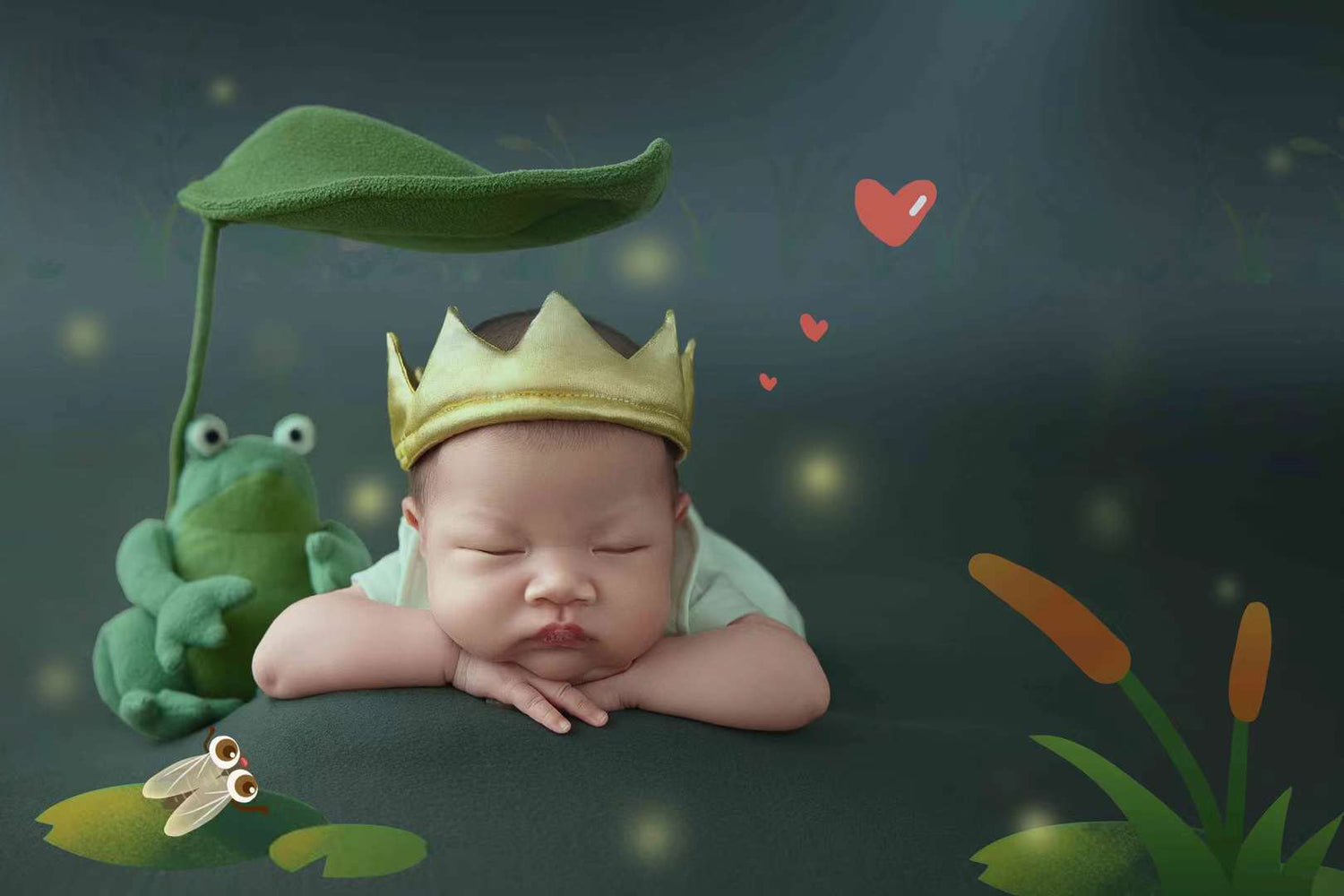 Neugeborenes Baby Fotografie Requisiten Frosch kleinen Prinzen Thema Kleidung & Kissen SYPJ12