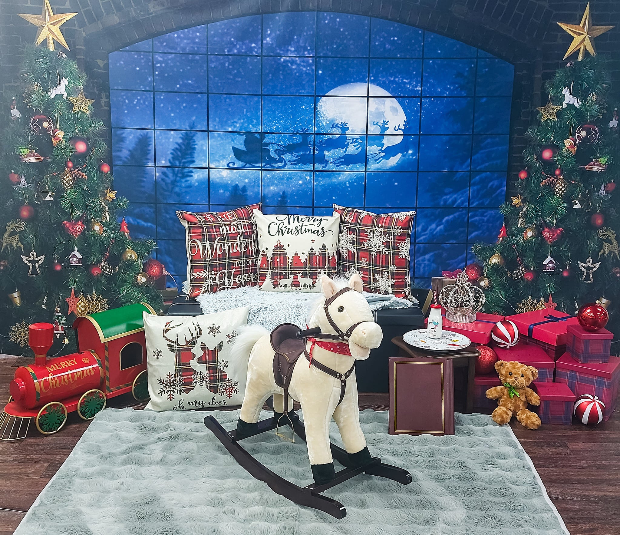 Weihnachtsbaum Fenster Geschenk Fotografie Hintergrund D822