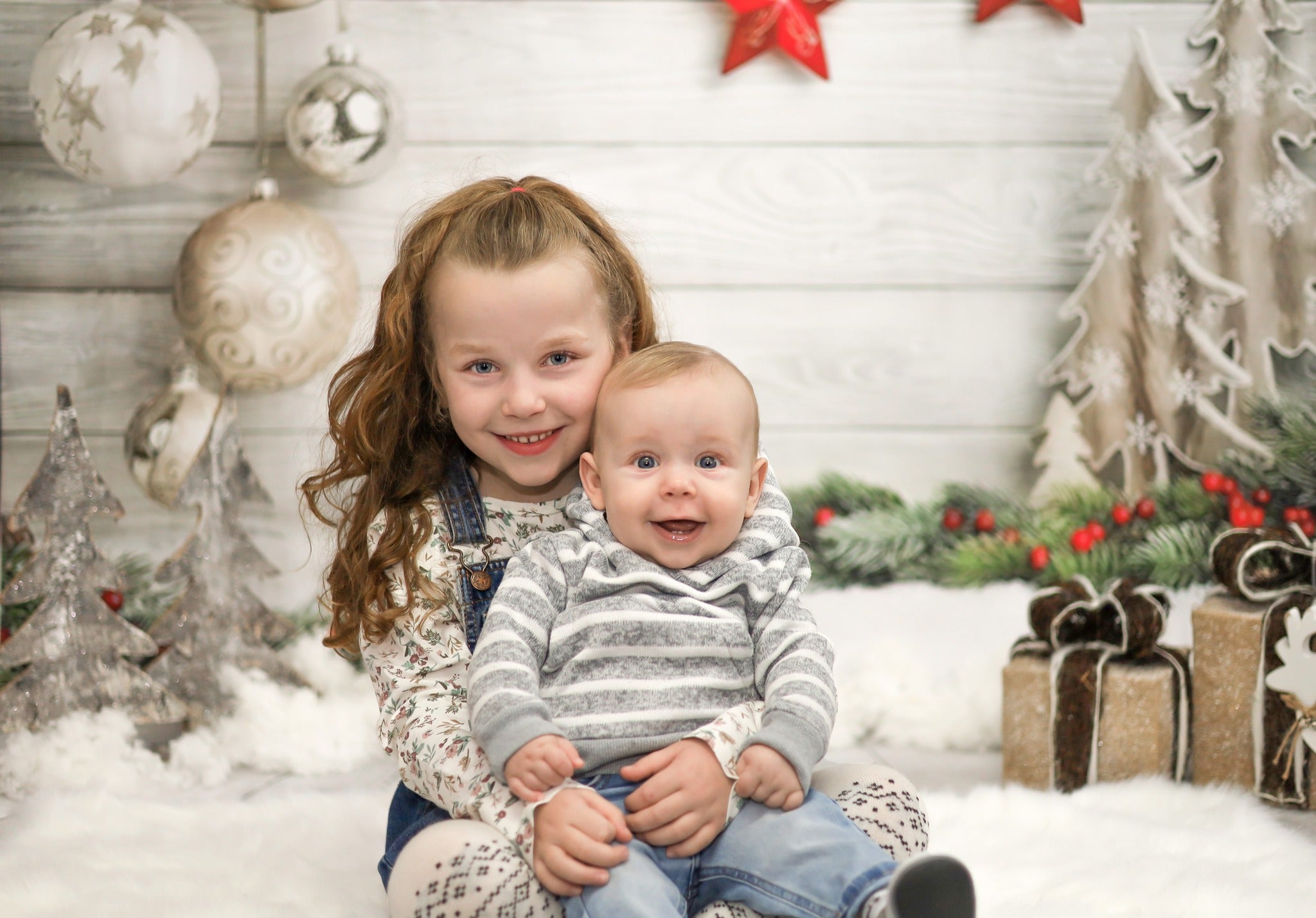 Weihnachtsdekorationen Holzboden Fotografie Hintergrund LV-866