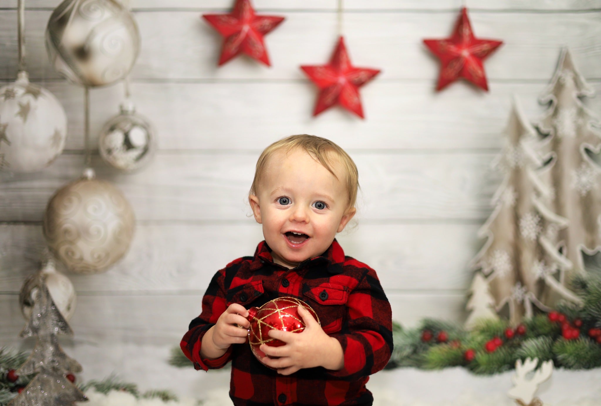 Weihnachtsdekorationen Holzboden Fotografie Hintergrund LV-866