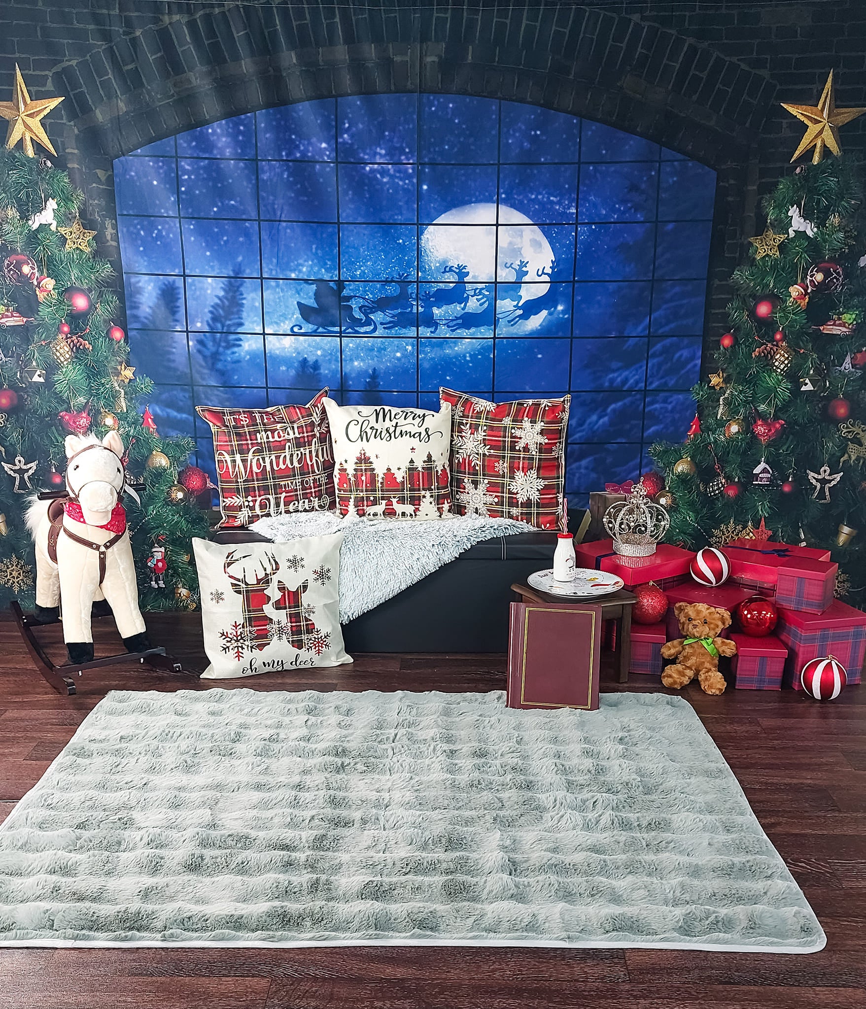 Weihnachtsbaum Fenster Geschenk Fotografie Hintergrund D822