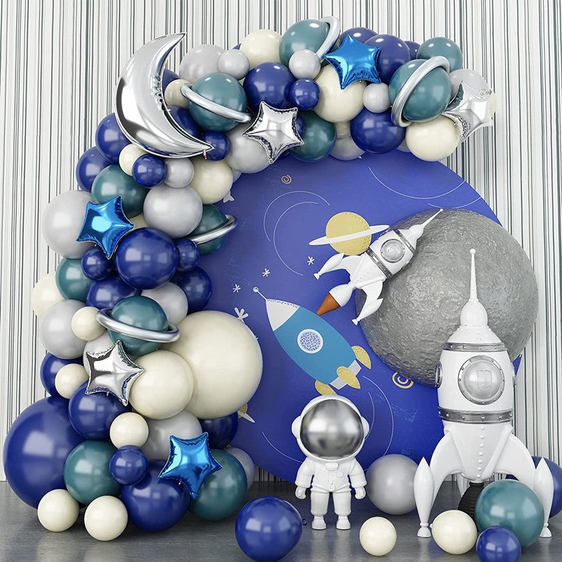 Silbergraue Cartoon Astronaut Serie Ballonkette BA25