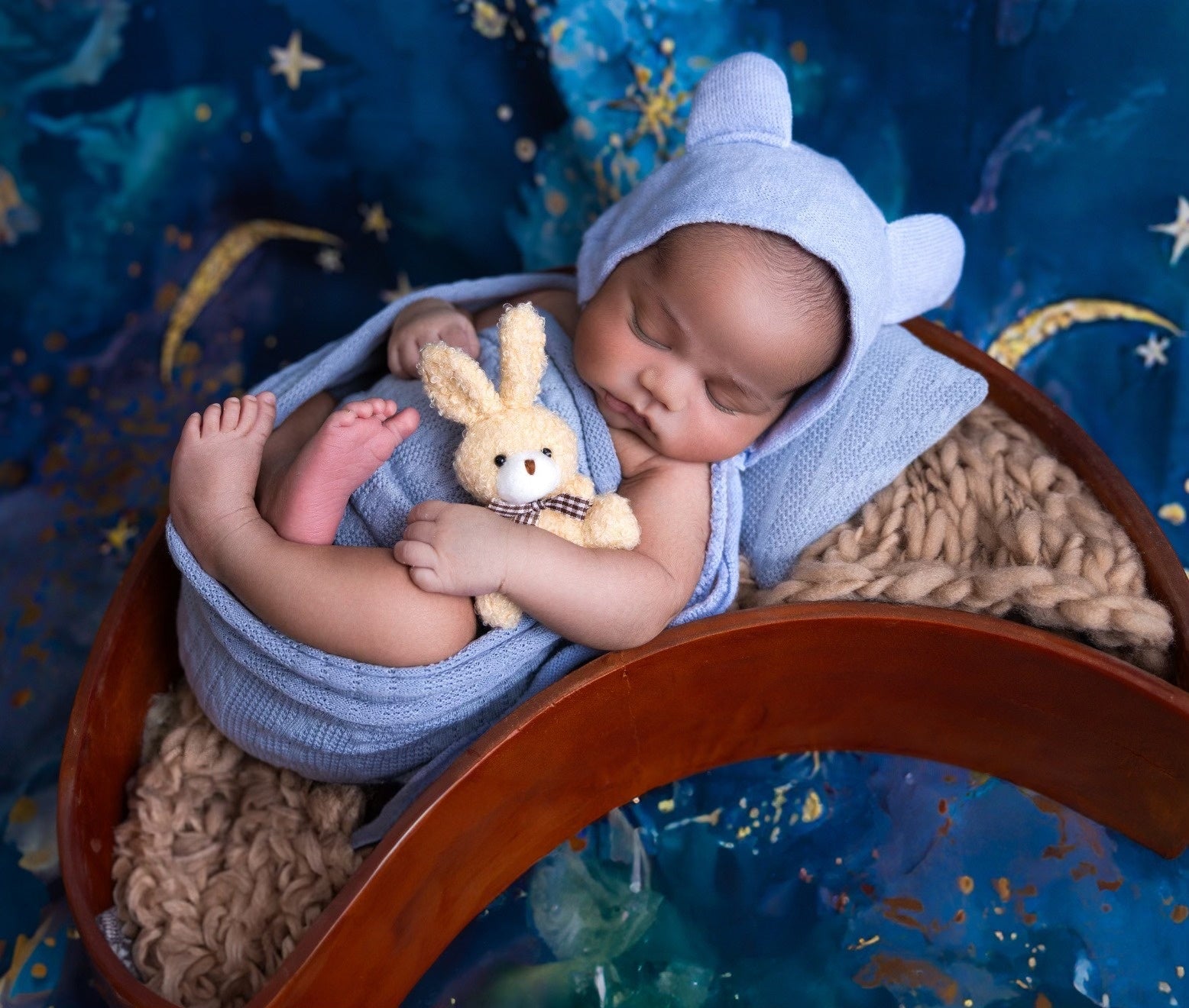 Schöne Blaue Himmel Sterne Mond Hintergrund für Fotografie NB-347