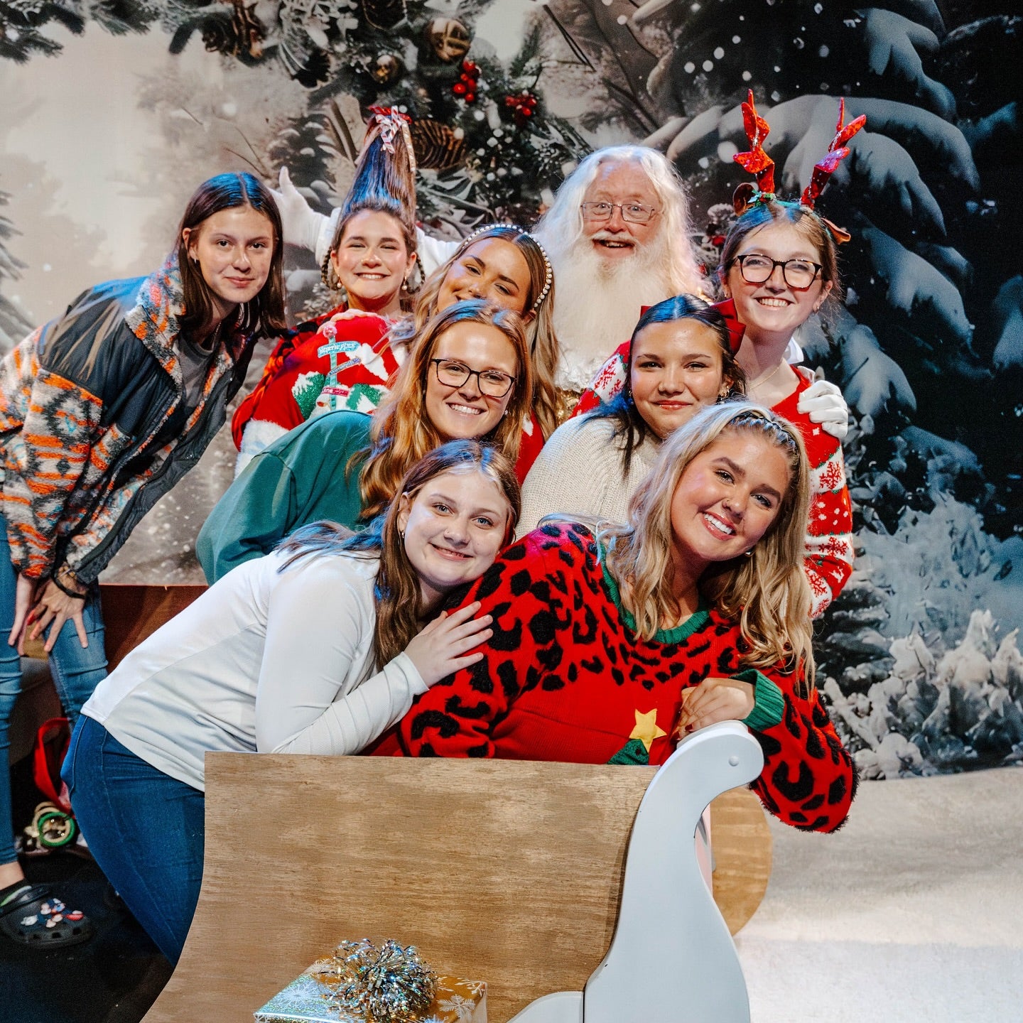 Weihnachtlicher verzauberter Wald-Geschenk-Bogen Hintergrund BRP7-219