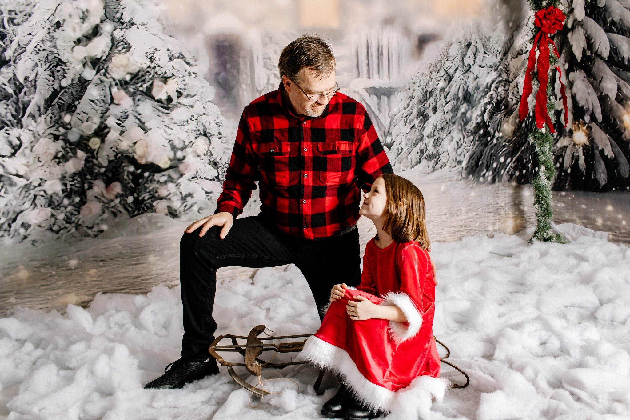 Winter Schnee Weihnachtsbaum Bokeh Hintergrund für Fotostudio G-1194