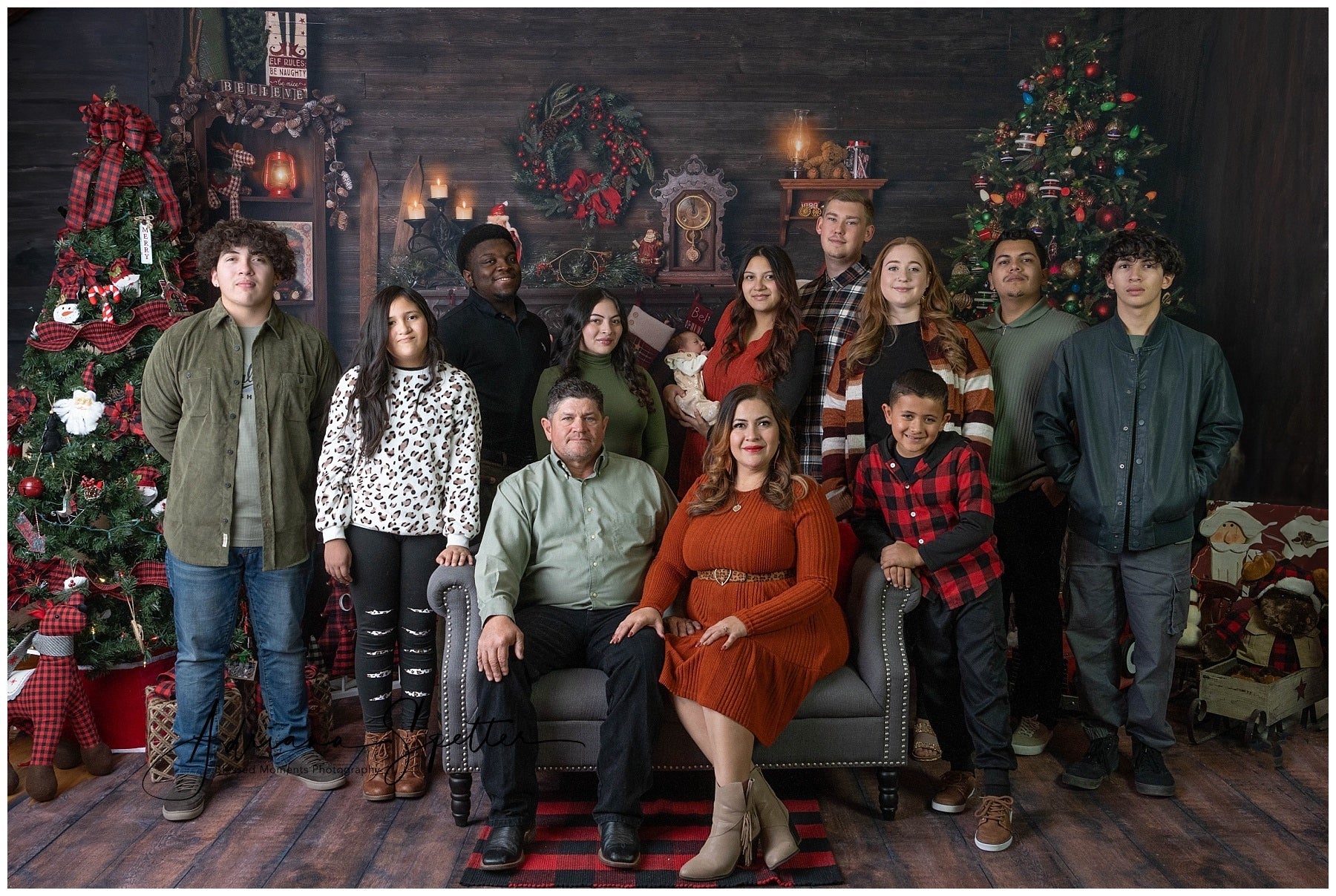 Weihnachts-Hintergrund Holzhaus Kamin Strümpfe Weihnachtsfoto-Hintergrund MRR10-52