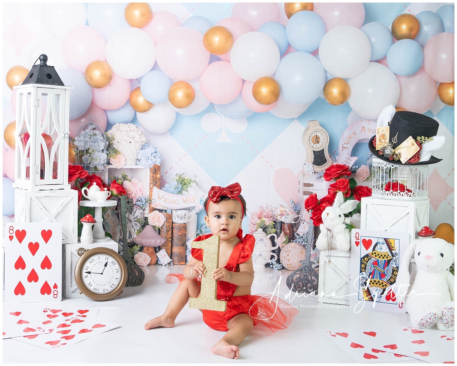 Neugeborenen-Fotohintergrund Pastellfarbenes Wunderland Ballons Kinder-Fotohintergrund MRR9-133
