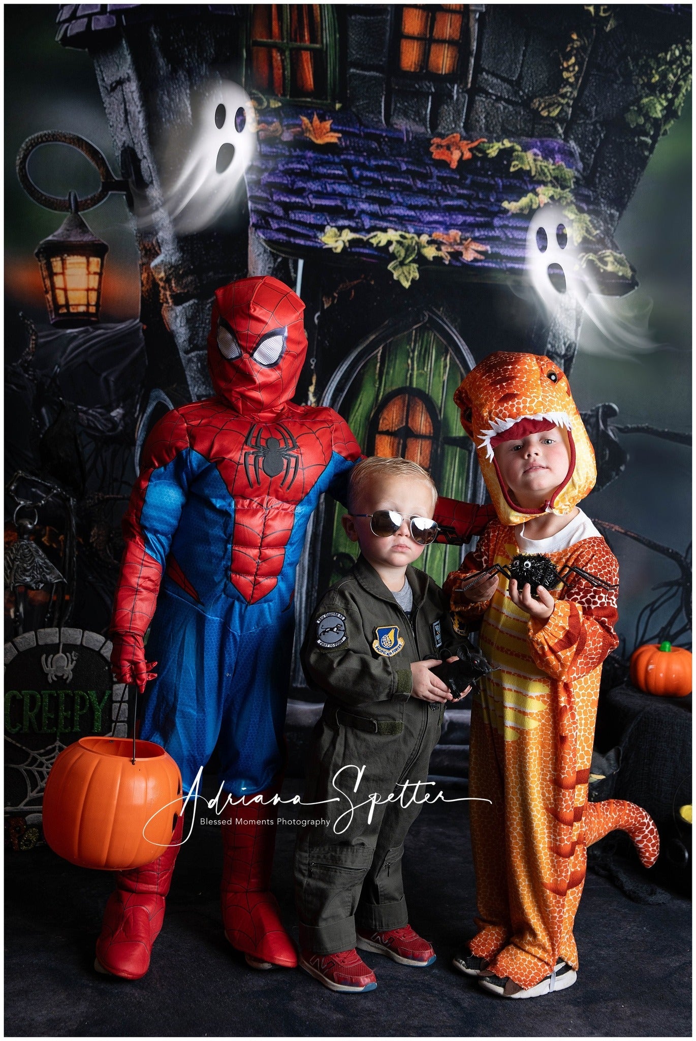 Gruseliger Halloween-Fotohintergrund Spukhaus Grüne Türlichter Halloween-Fotohintergrund MRR9-131