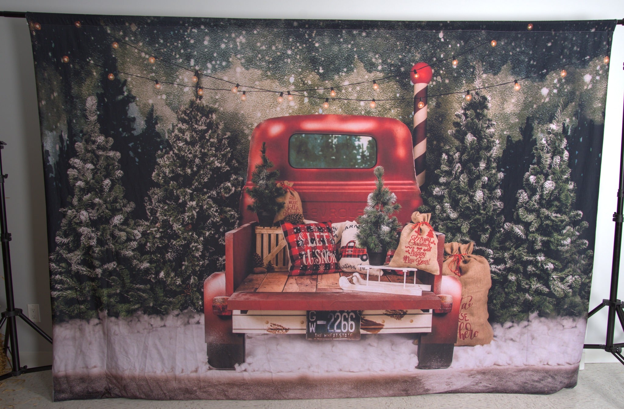 Roter Auto-Weihnachtsbaum-Fotografie-Hintergrund SH-960