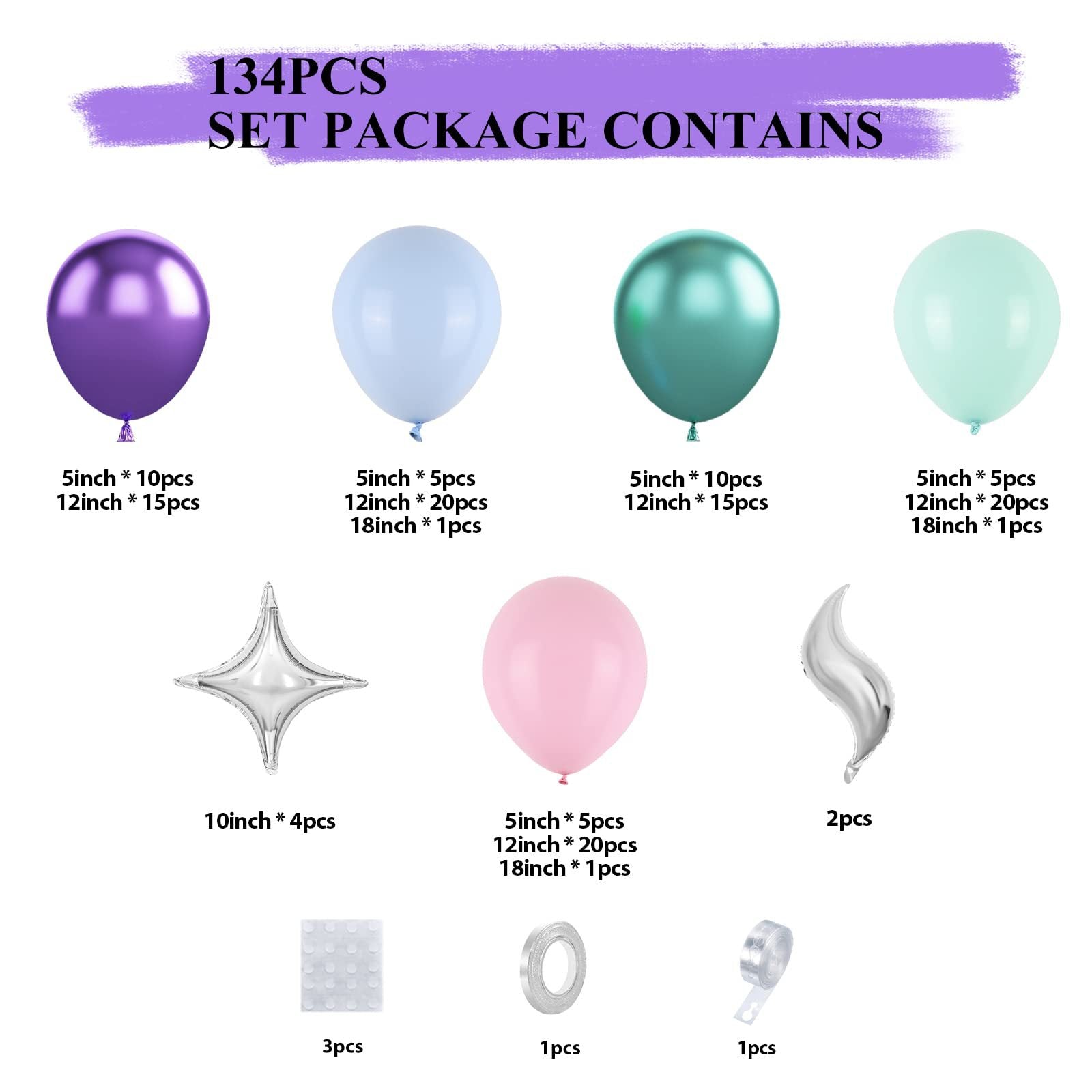 Mermaid Girl's 1st Birthday Party Ballon Set BA21