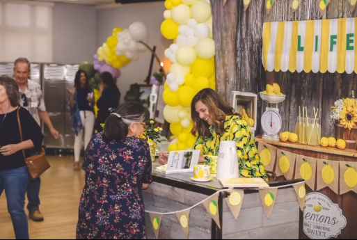 Sommerpromenade Zitrone Verkauf Stand Thema Hintergrund RR3-24