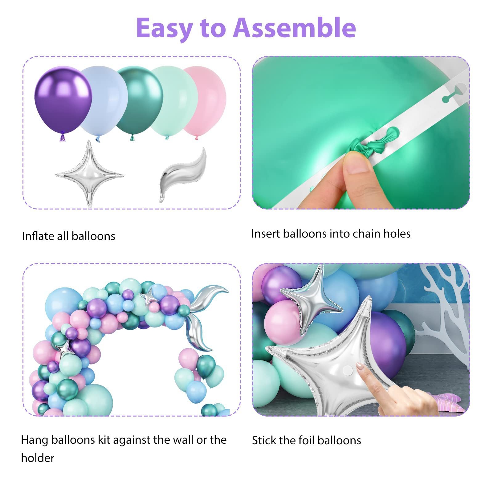 Mermaid Girl's 1st Birthday Party Ballon Set BA21