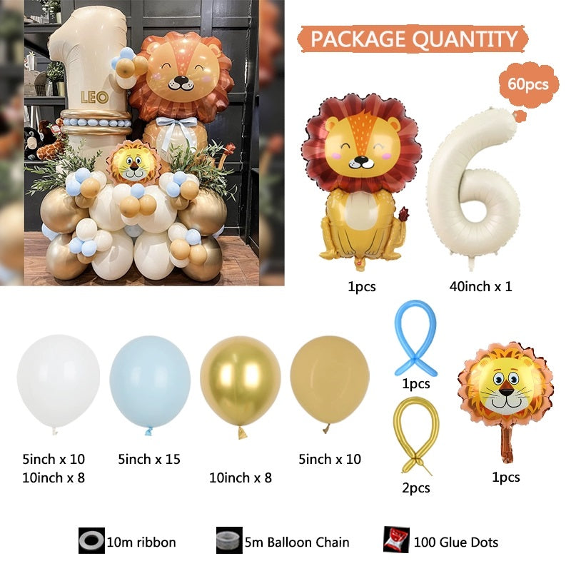 Dschungel-Tiere Löwe Kinder Geburtstagsparty Zahl Ballon-Set BA37