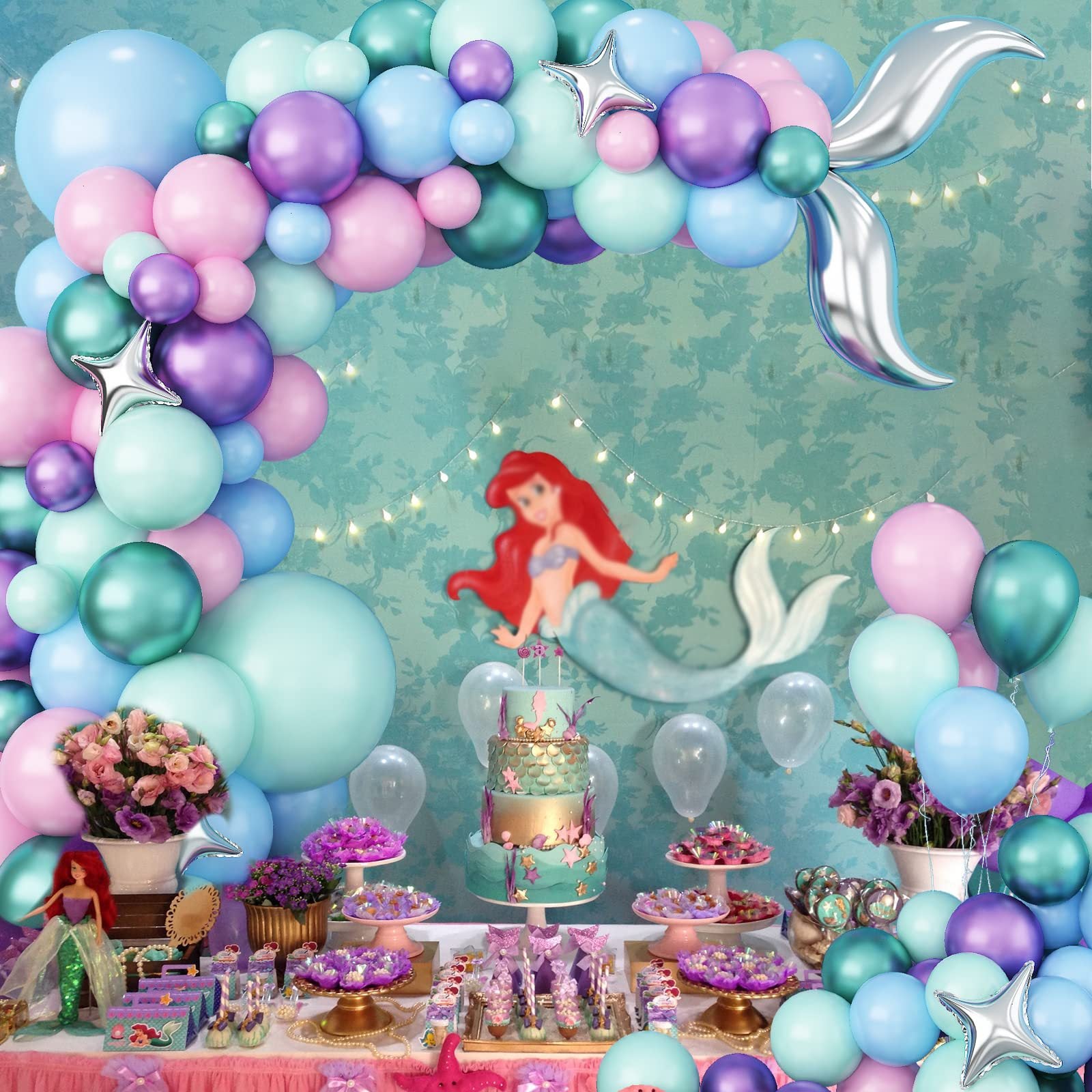Mermaid Girl's 1st Birthday Party Ballon Set BA21