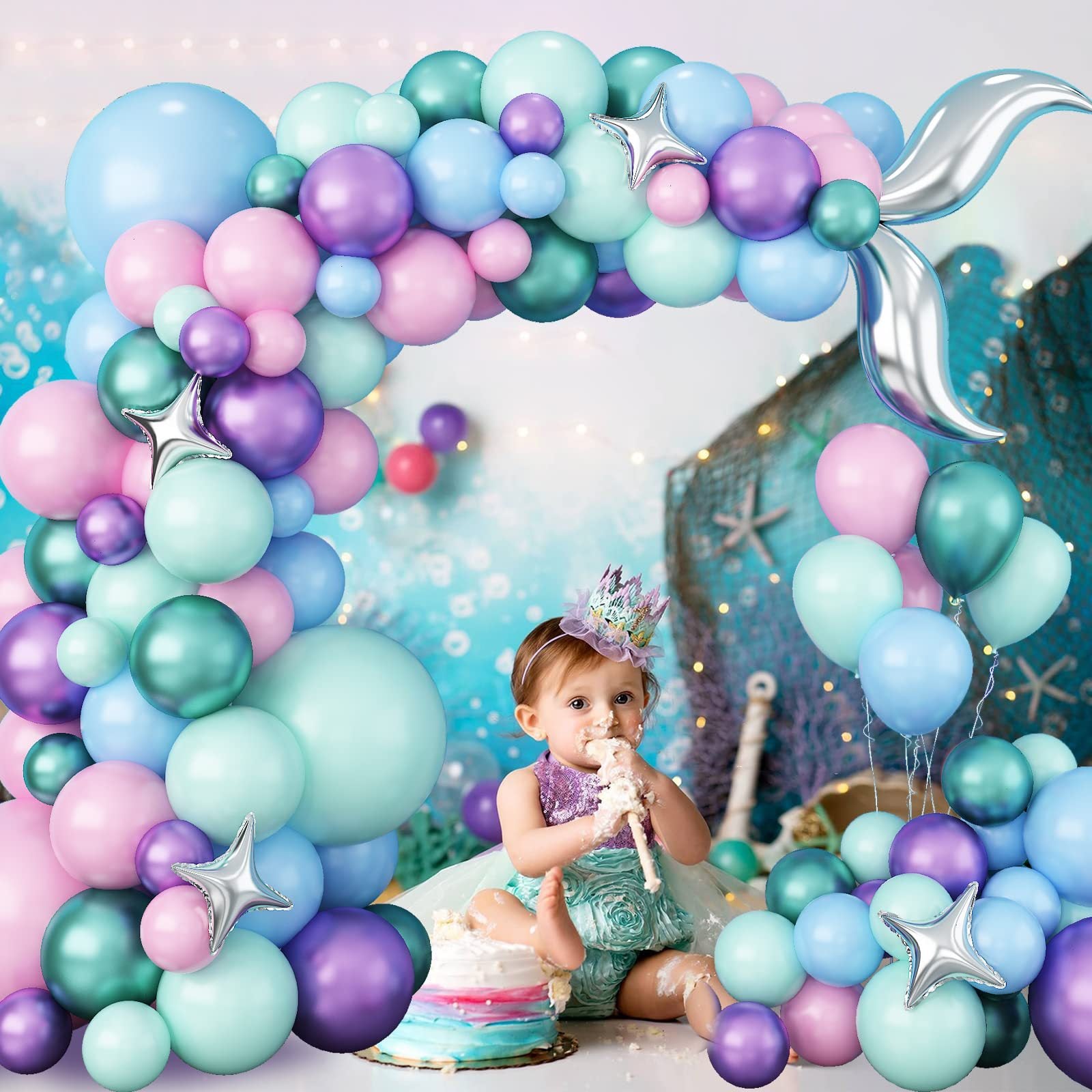 Mermaid Girl's 1st Birthday Party Ballon Set BA21