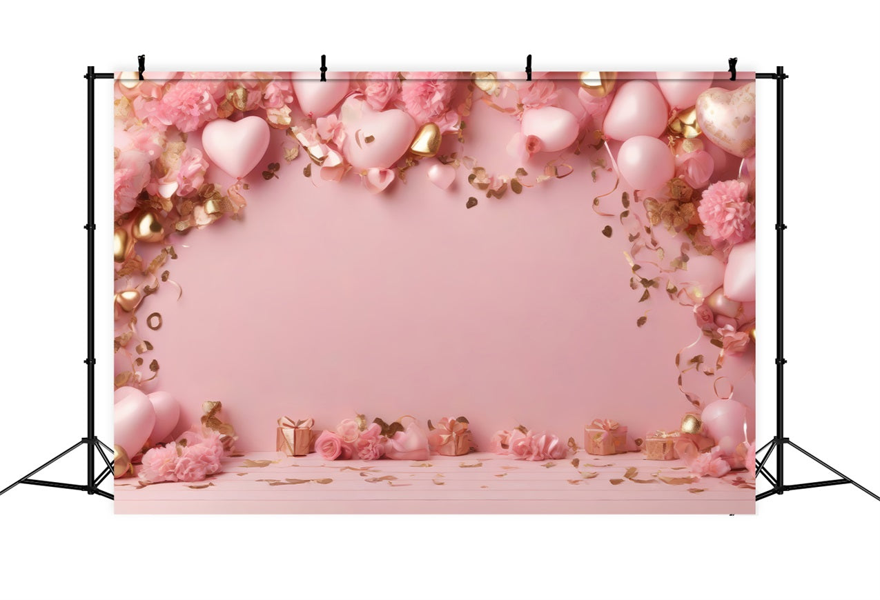 Backdrops Valentinstag Rosa Luftballons Romantische Blume Backdrop BRP1-104