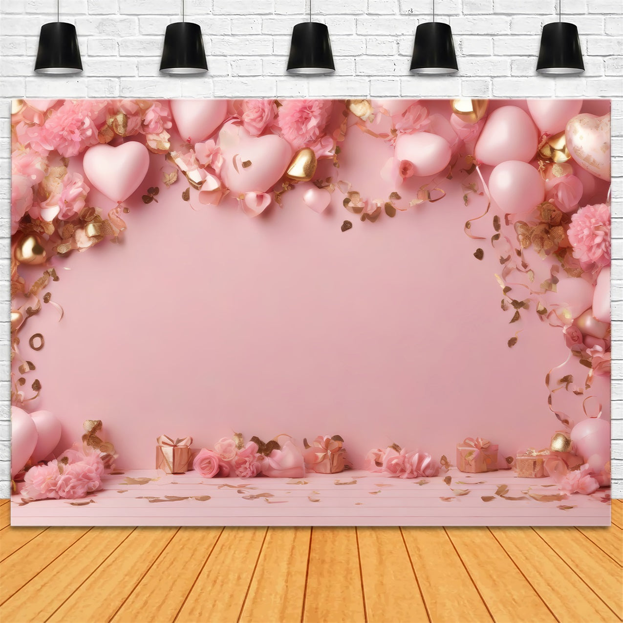 Backdrops Valentinstag Rosa Luftballons Romantische Blume Backdrop BRP1-104