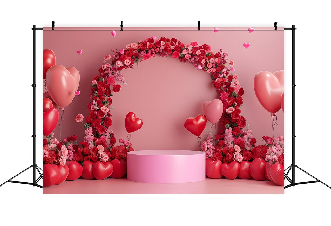 Valentinstag Backdrops Fotografie Rosa Rot Floral Bogen Backdrop BRP1-115