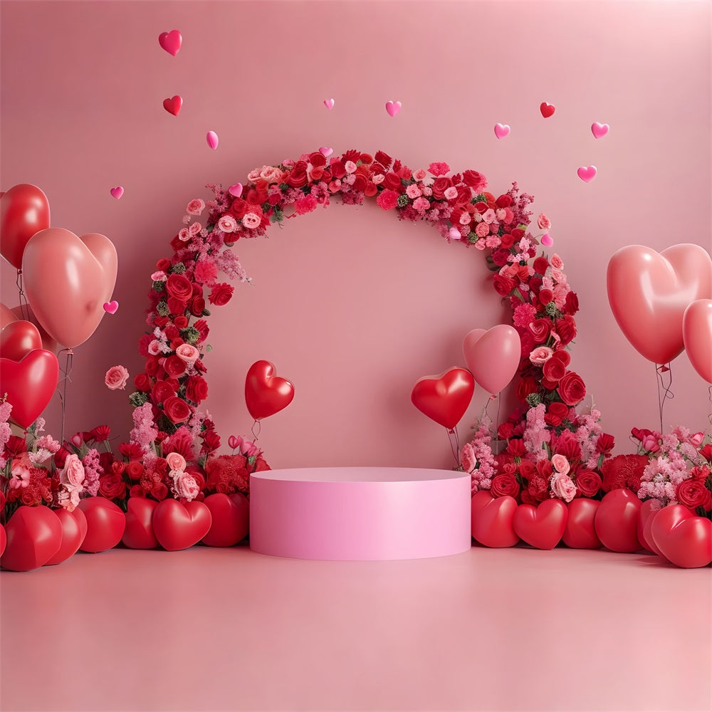 Valentinstag Backdrops Fotografie Rosa Rot Floral Bogen Backdrop BRP1-115