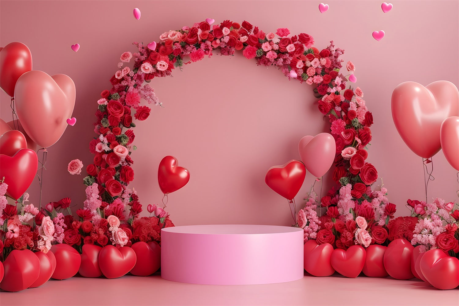 Valentinstag Backdrops Fotografie Rosa Rot Floral Bogen Backdrop BRP1-115