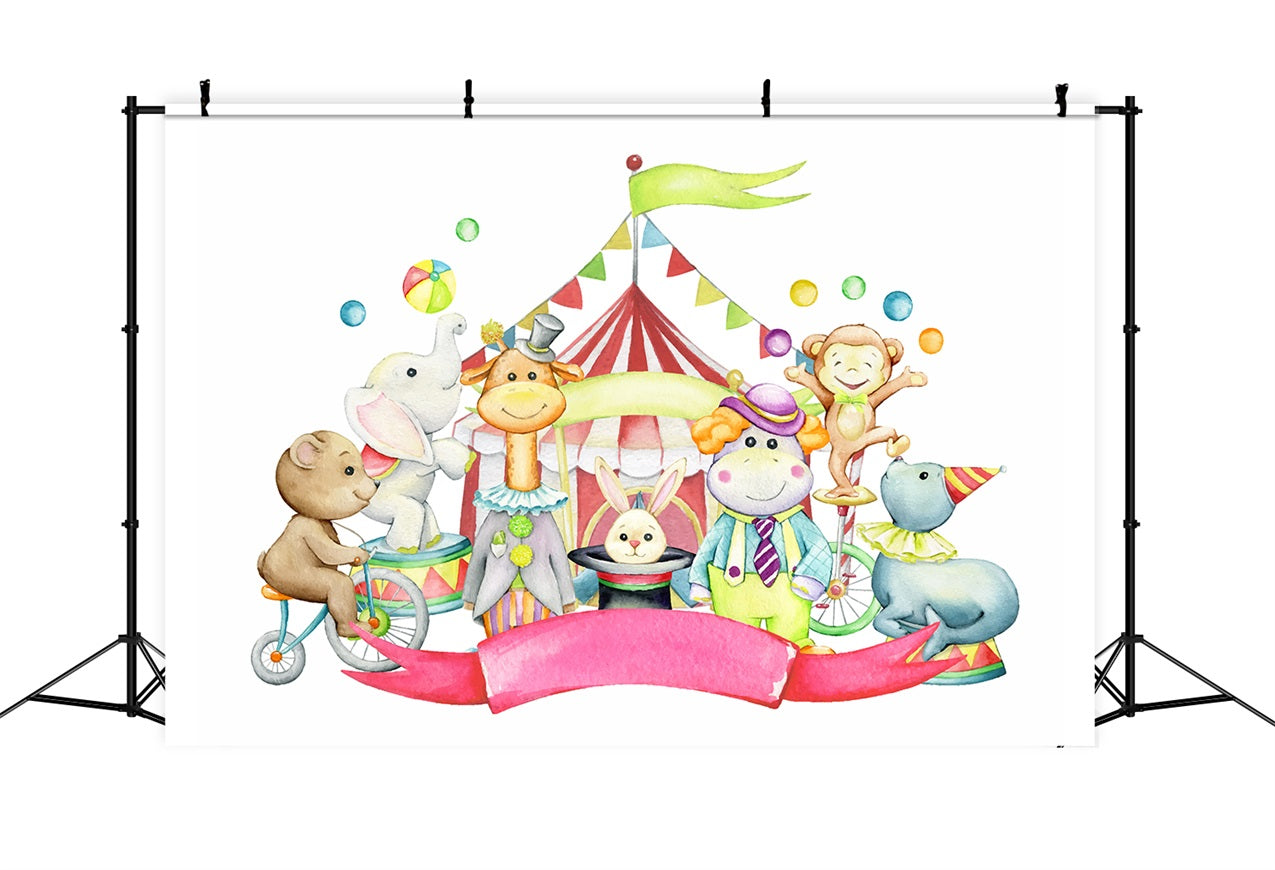 Zirkus Backdrop Glückliche Tiere Karneval Feier Backdrop BRP1-167