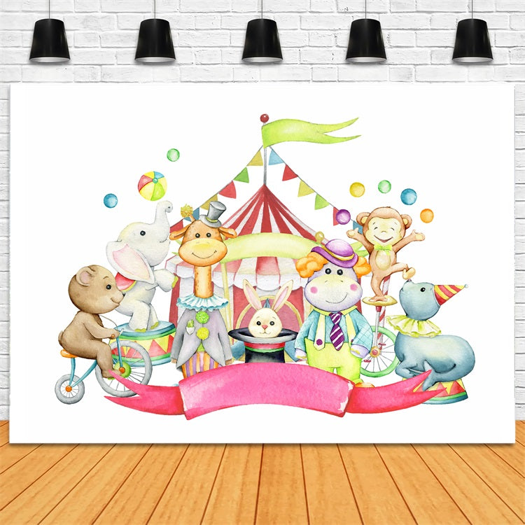 Zirkus Backdrop Glückliche Tiere Karneval Feier Backdrop BRP1-167