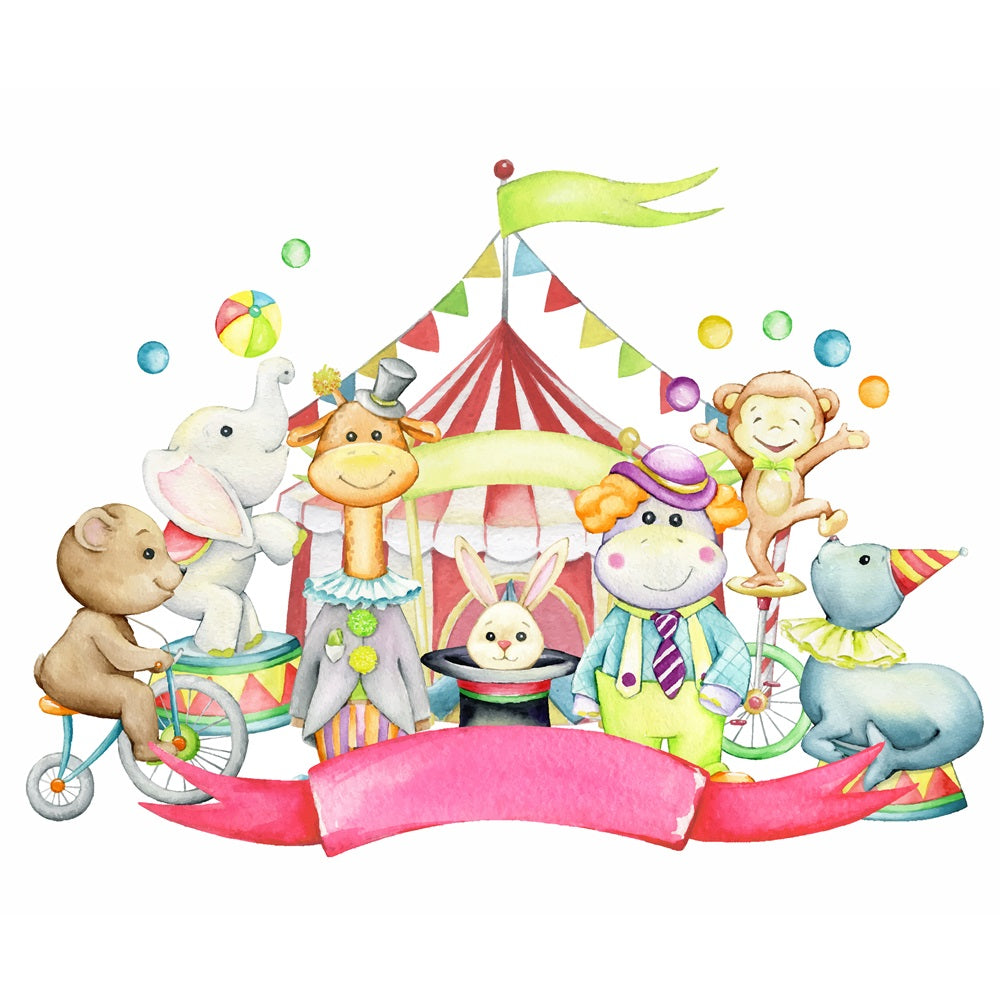Zirkus Backdrop Glückliche Tiere Karneval Feier Backdrop BRP1-167