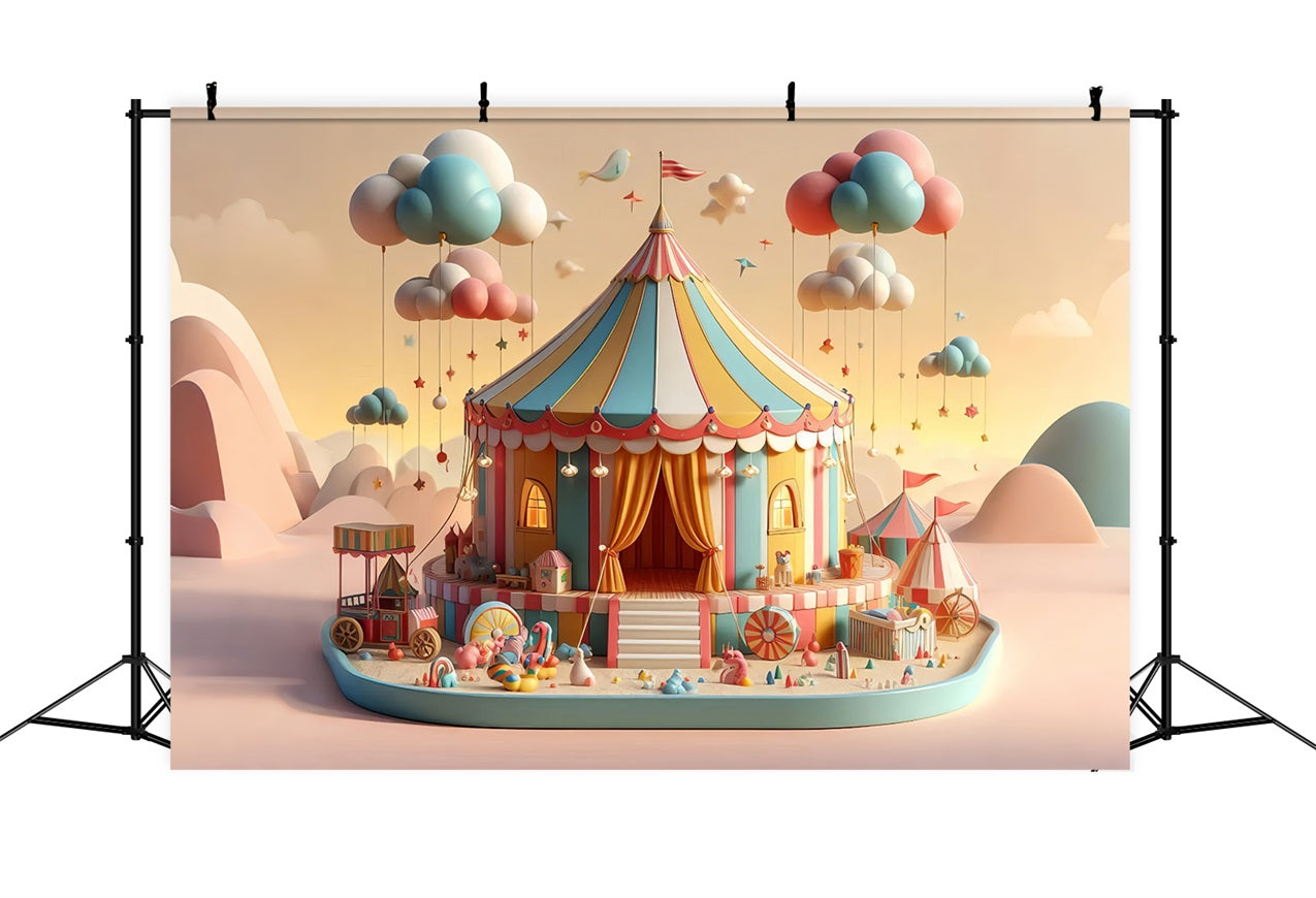Karneval Thema Backdrop Märchen Pastell Wolken Zelt Backdrop BRP1-187
