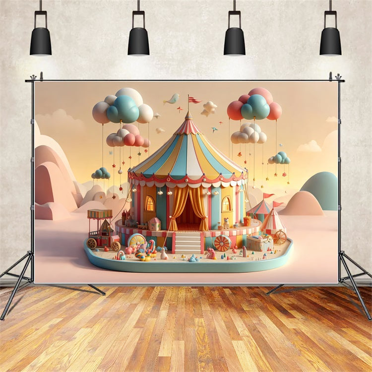 Karneval Thema Backdrop Märchen Pastell Wolken Zelt Backdrop BRP1-187