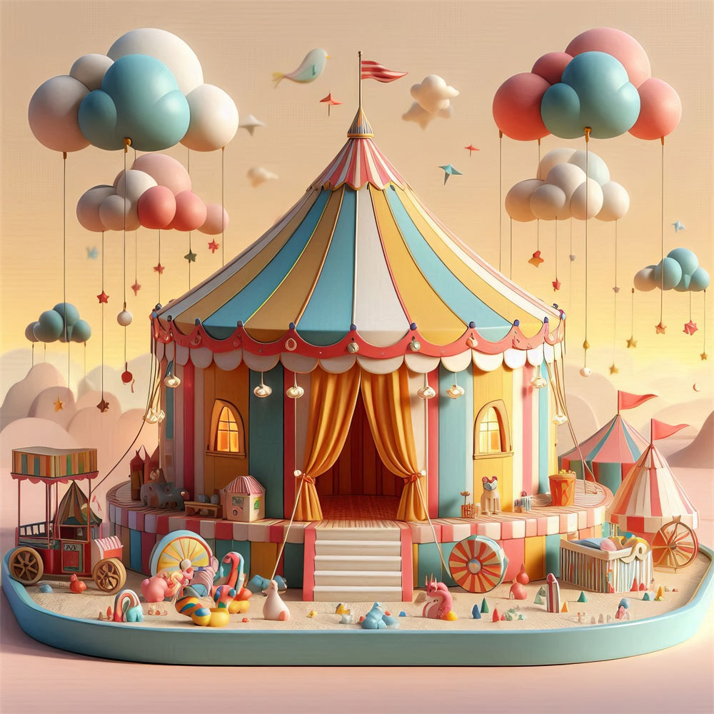 Karneval Thema Backdrop Märchen Pastell Wolken Zelt Backdrop BRP1-187