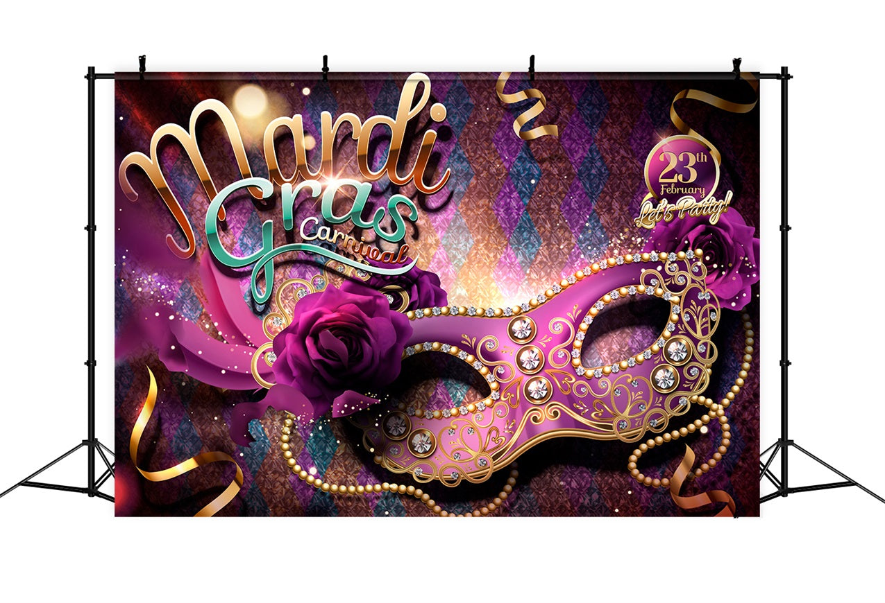 Backdrop Karneval Lebendige Lila Maske Party Glitter Backdrop BRP1-206