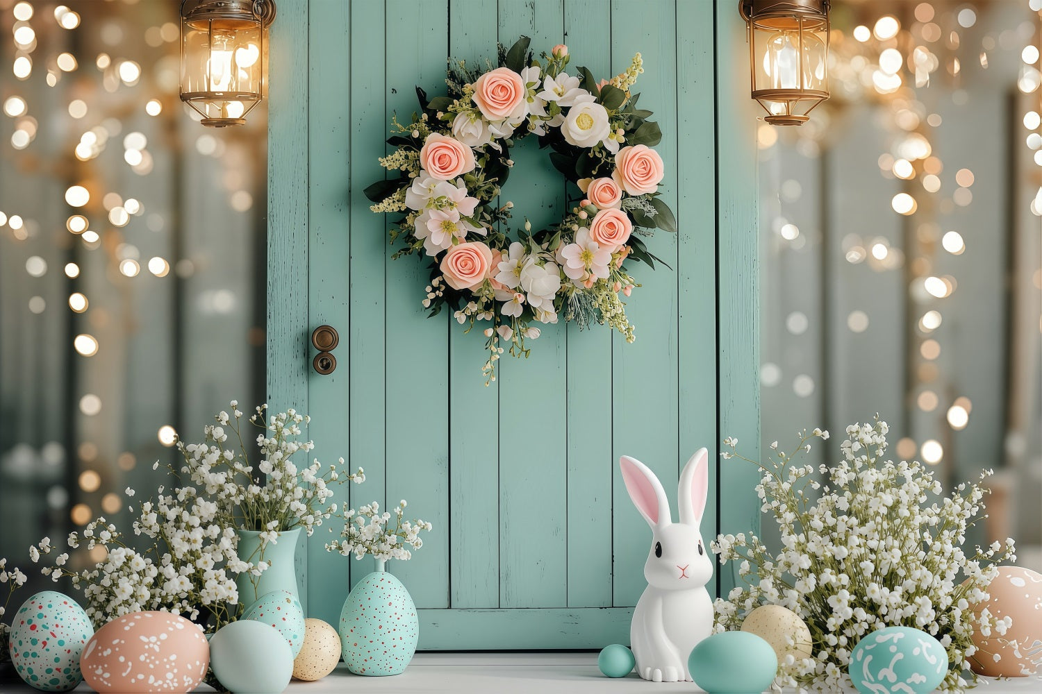 Ostern Backdrops Fotografie Kranz Hasen Ei Frühlingszeit Backdrop BRP1-220