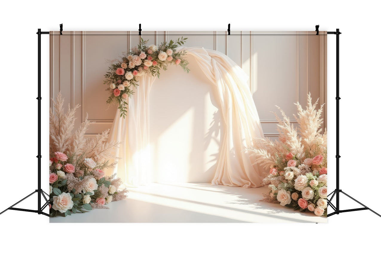 Floral Fotografie Backdrop Soft Creme Bogen Hochzeit Hintergrund BRP1-362