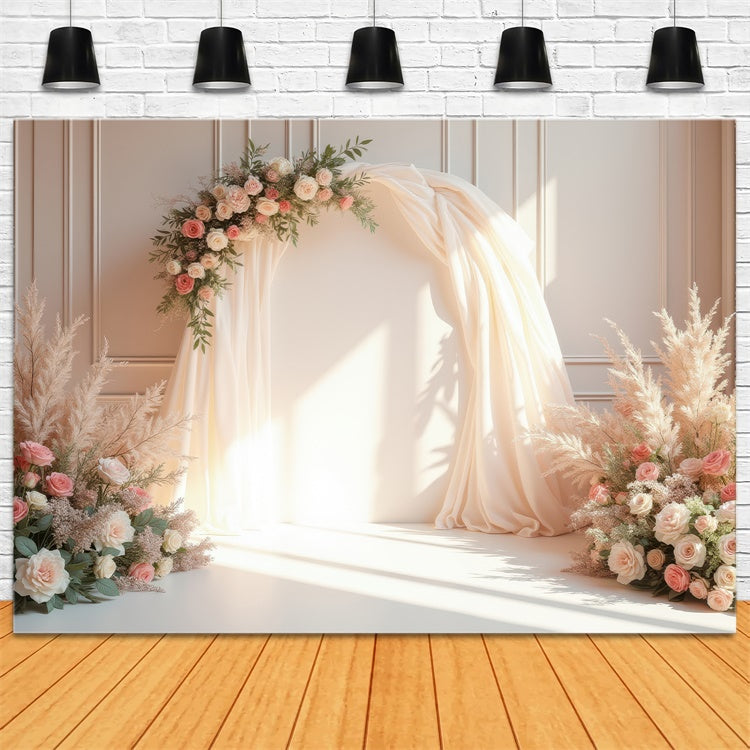 Floral Fotografie Backdrop Soft Creme Bogen Hochzeit Hintergrund BRP1-362