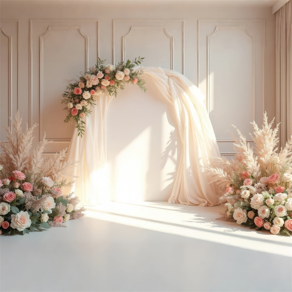Floral Fotografie Backdrop Soft Creme Bogen Hochzeit Hintergrund BRP1-362