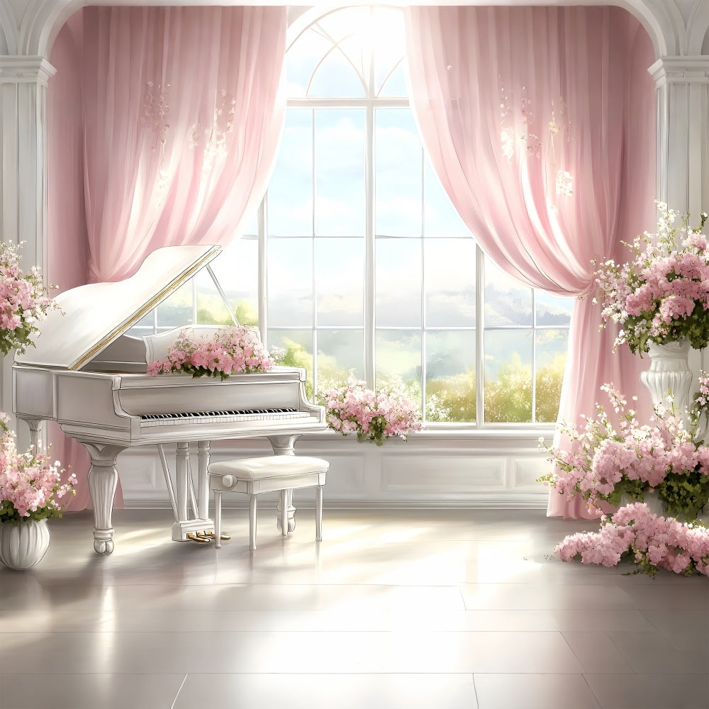 Boudoir-Fotokulissen Klavier Floral Fenster Szene Hintergrund BRP1-475