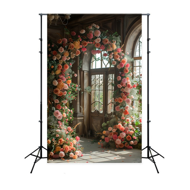 Blume Hintergrund Elegant Rose Bogen Fenster Hintergrund BRP1-497
