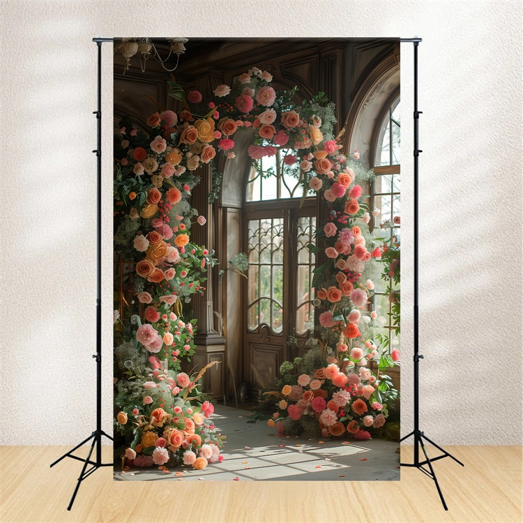 Blume Hintergrund Elegant Rose Bogen Fenster Hintergrund BRP1-497